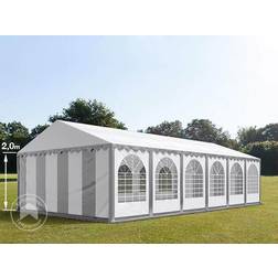 Toolport 6x12m, Partytelt, PVC-teltdug, grå-hvid, bundramme