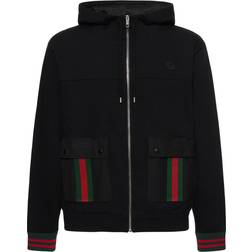 Gucci Jacke Web Stripe aus Baumwoll-Jersey Schwarz