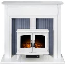 Adam Florence Fireplace Surround & Woodhouse Electric Stove with Flat to Wall Fitting White