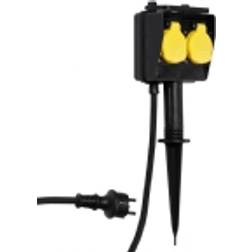 Vivanco Outdoor 2-fach Steckdose mit Erdspieß 3m Schwarz