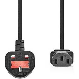 Nedis Strömkabel UK-kontakt Hane IEC-320-C13 Vinklat Rak Nickelplaterad 2.00 m Rund PVC Svart Label