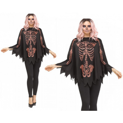 Fun World Women's Deluxe Rose Gold Glitter Skeleton Poncho