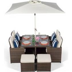 Oak Furniture King Giardino Rattan 4 Cube Parasol Patio Dining Set