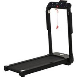Homcom 600W Motorised Treadmill 12 programmes 10km/h Safety Button w/ LCD Monitor Foldable Portable Wheels Running Walking Machine Office Black
