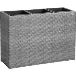 Deuba Polyrattan Plant Pot Grey 83x30.5x60cm