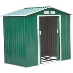 OutSunny 7ft 4ft Lockable Garden Shed Large Patio Roofed Tool Metal Foundation