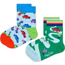 Happy Socks Kid's Car Sock 2-pack - Light Blue