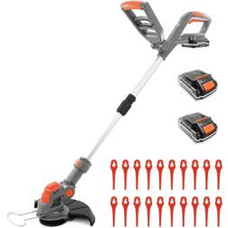 Terratek 20V Cordless Grass Strimmer Lightweight Trimmer with 30 Spare Blades