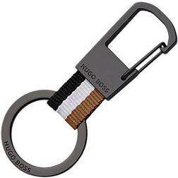 HUGO BOSS Signature-Stripe Key Ring Dark Grey