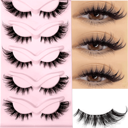Shein New Cat Eye Eyelashes 3D Natural Transparent Band False Lashes Fluffy Soft Cross 5 Pairs Manga Lashes Wispy Natural Eyelash Extension Makeup