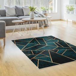 Tapis En Vinyle - Dark Turquoise With Gold 60 cm x 45 cm Bleu, Vert, Or cm