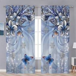 Shein 2pcs Blue Butterfly 130x210cm