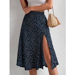 Shein Ditsy Floral Print Split Thigh Skirt