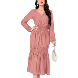 Shein Mulvari Solid Ruffle Hem Dress