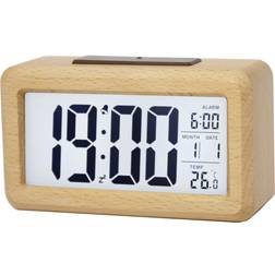 Wooden Digital Alarm Clock, Large LED Display, 12/24 Hours Display,Smart Sensor Night Light,Date,Snooze and Temperature, Battery Operated,Bedside Alarm Clock for Bedroom, Desk Alarm Clock for Office