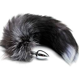 Alive Black and White Fox Tail Anal Pleasure S