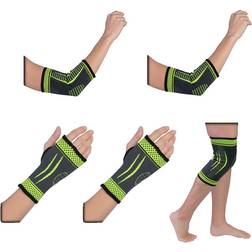 Private Label Flexible Stretch Joint Compression Sleeve Support Brace Multi-Packs ELBOW x2 WRIST x2 KNEE x1