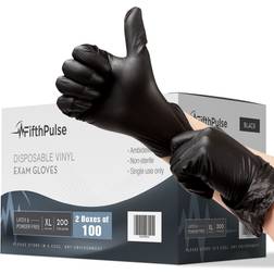 FifthPulse Disposable Vinyl Exam Gloves 50-pack - Black