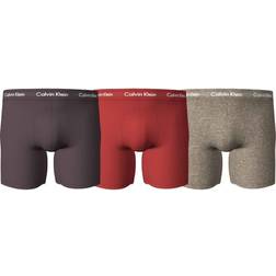 Calvin Klein Herren 3er Pack Boxer Briefs Baumwolle mit Stretch, Mehrfarbig Pwr Plum/Fuschia Bry/Element Hthr