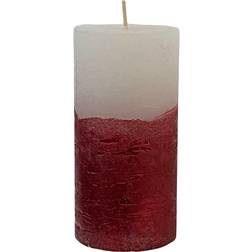 Geri Two-Tone Pillar Red White Candle 12cm 4pcs