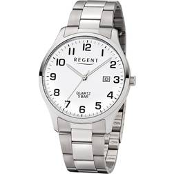 Regent herr analog kvartsur med rostfritt armband 11150666, Silvervit, Armband