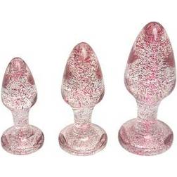 Baseks Pink Glitter Analplugg Set Ljusrosa Ljusrosa