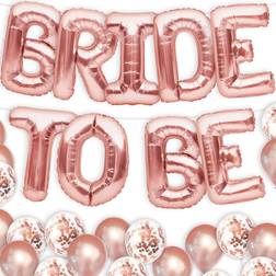 Big BRIDE TO BE Balloons Rose Gold 16" Letters Banner Bachelorette Party Decorations Set with 10 Rose Gold Confetti Balloons and 10 Latex Bachelorette Party Balloons Hen Party Supplies Kit