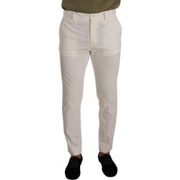 Dolce & Gabbana White Cotton Skinny Corduroy Trouser Pants IT48