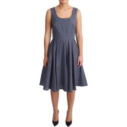 Dolce & Gabbana Blue Polka Cotton A-Line Stretch Dress IT44