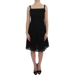 Dolce & Gabbana Black Floral Lace Shift Knee Length Dress IT40