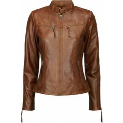 BTF CPH Lammeskinds Biker Jakke, Dark Cognac-44