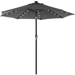 Songmics Taupe Sun Umbrella with Solar-Powered Lights Grey