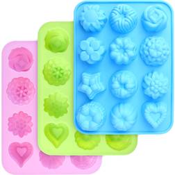 homEdge Food Grade Silicone Flowers Molds Muffin Tray