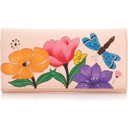 Anna by Anuschka Anna Hand Painted Genuine Leather Multi Pocket Wallet - Dragonfly Garden