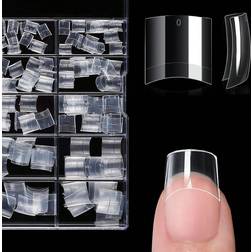 Shein Short Square Nail Tips Clear Half Cover French Style - Artificial