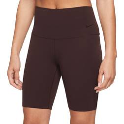 Nike Women's Zenvy Gentle Support High Waisted 8" Shorts - Earth/Black