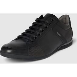 BOSS Mens Logo Emed Lace-Up Leather Trainers - Black