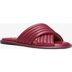 Michael Kors MK Portia Quilted Leather Slide Sandal Mulberry