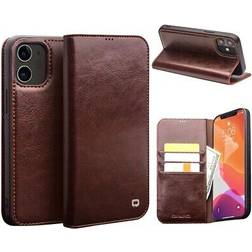 Qialino Classic iPhone 12/12 Pro Läder Plånboksfodral Brun