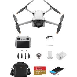 DJI Mini 3 Pro Drone with RC Remote Controller Bundle with 2453mAh Intelligent Flight Battery 128GB MicroSD Memory Card Shoulder Bag Folding Landing Pad