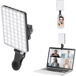 Newmowa LED Video Light, 3200-5600K 3 Light Modes and Brightness 10 Level Dimmable CRI95 + Ultra-thin Panel Light with Phone Clip, Built-in Rechargeable Batteries for Phone, iPhone, Android, iPad, Laptop