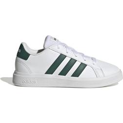 Adidas Kid's Grand Court Lifestyle Tennis Lace-Up - Cloud White/Collegiate Green/Cloud White