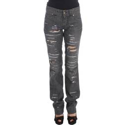 John Galliano Gray Wash Cotton Straight Fit Jeans