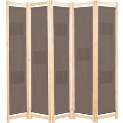 vidaXL 5-Panel Brown 200 x 170 x 4 cm Room Divider