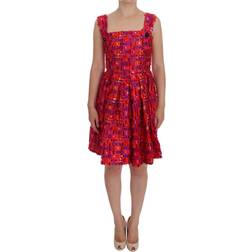 Dolce & Gabbana Pink Patterned A-line Above Knees Dress IT40