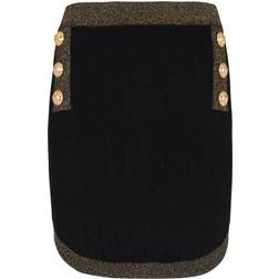 Balmain Kort Stickad Kjol Med Guldkant -