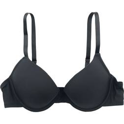 Grey Velvet T-Shirt Bra - Black
