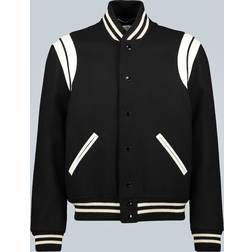 Saint Laurent Teddy Wool-blend Bomber Jacket Mens Black