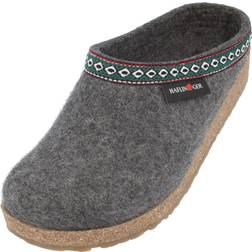 Haflinger franzl ladies wide fit felt mule slippers anthracite