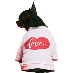 Shein Love Red Printed White Pet T-shirt XS